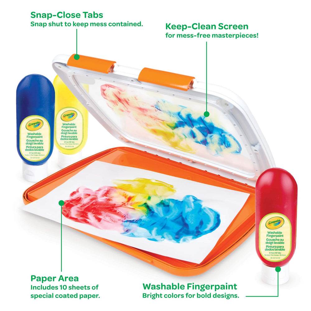 Crayola manos de niño pintando en la unidad, experiencia sensorial segura