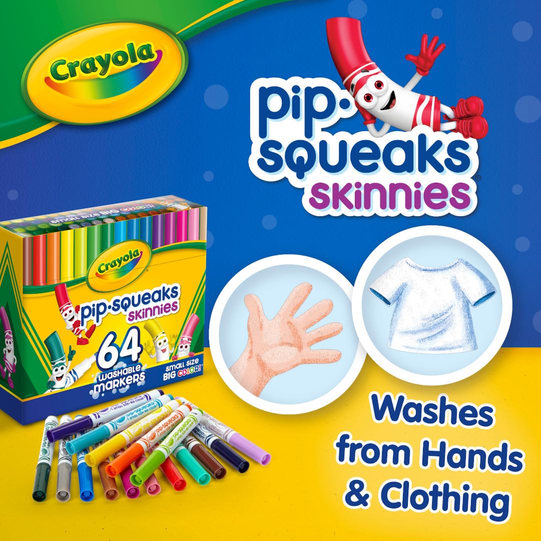 Crayola Pip-Squeaks uso en cuaderno con dibujo colorido para actividades escolares