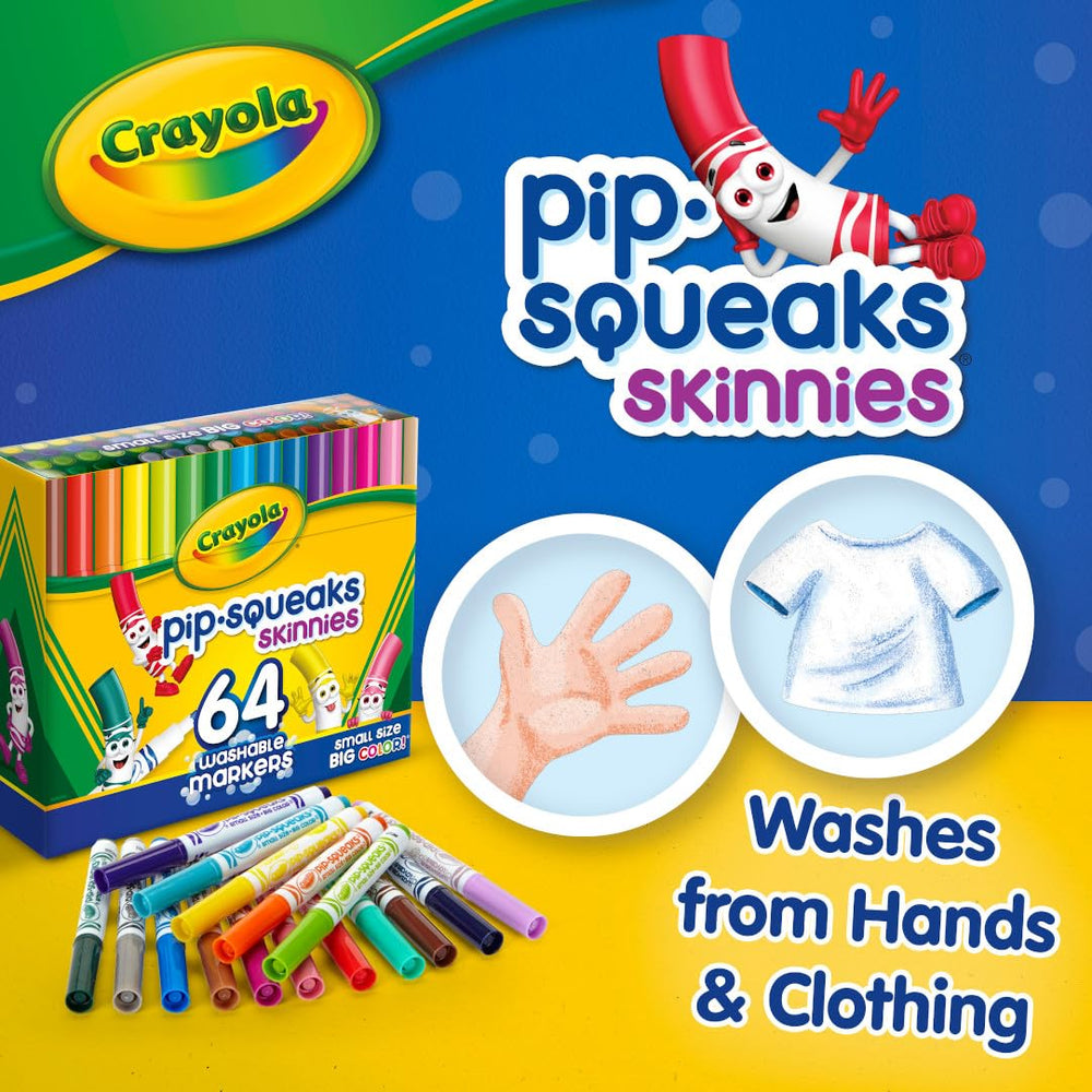 Crayola Pip-Squeaks uso en cuaderno con dibujo colorido para actividades escolares