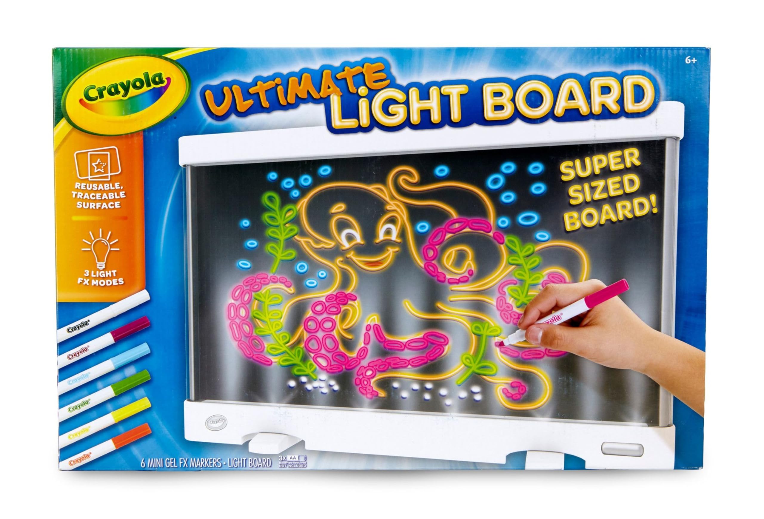 Crayola Ultimate Light Board with tracing panel removed demonstrating layered tracing and versatility