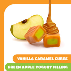 CRAZYOUTLET caramelo abierto con relleno de yogur y manzana verde