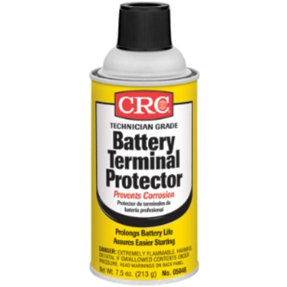 Envase CRC Battery Terminal Protector frente mostrando etiqueta y tamaño 7.5 oz, protección anticorrosión