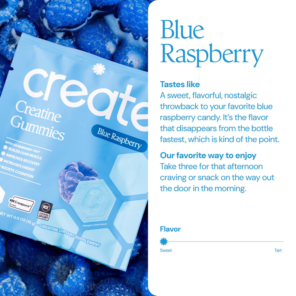 Create Creatine Gummies sobre individual abierto listo para llevar y fácil consumo