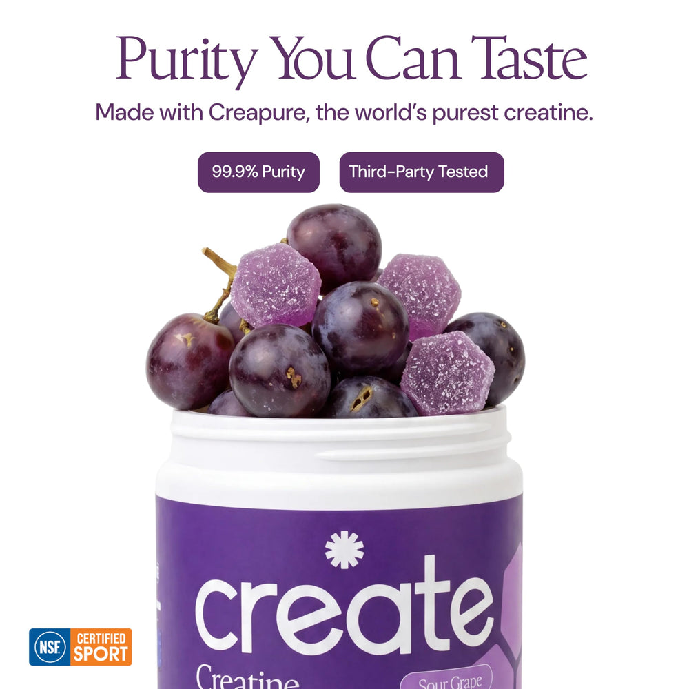 Create etiqueta cercana destacando Creapure y pureza certificada