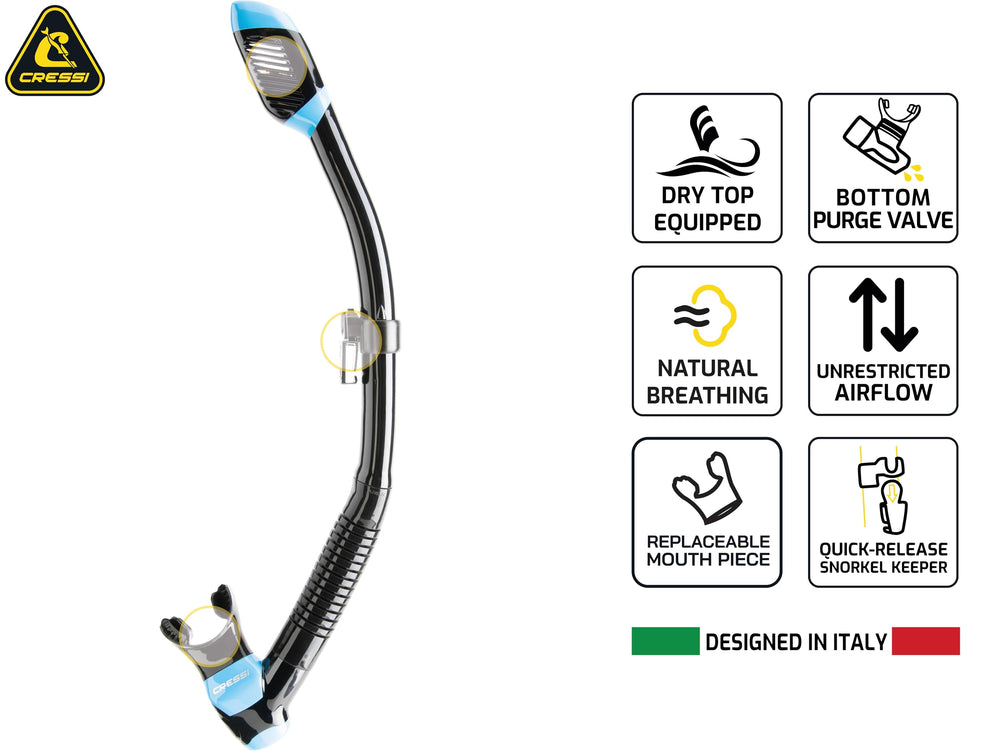 Cressi Supernova Dry tubo corrugado flexible que reduce fatiga mandibular
