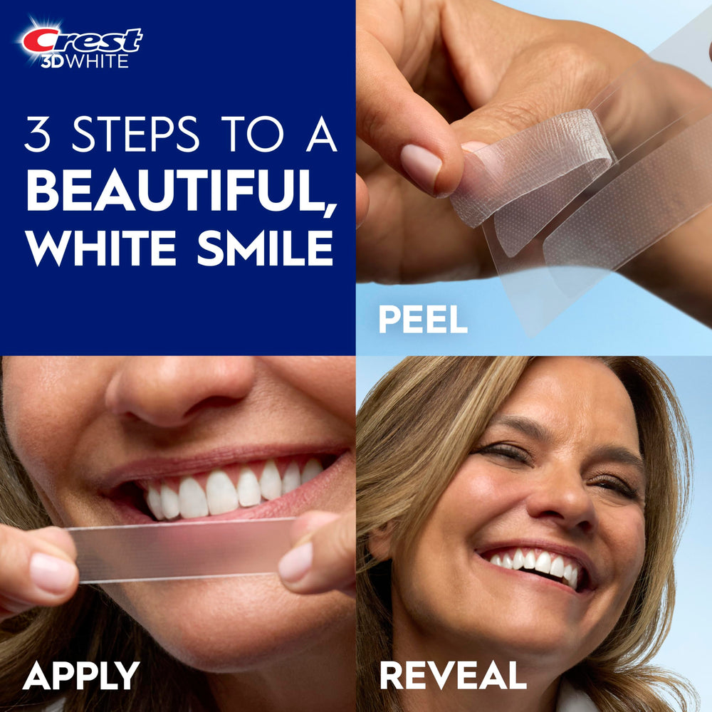 Crest 3D Whitestrips etiqueta de ingredientes que muestra fórmula segura
