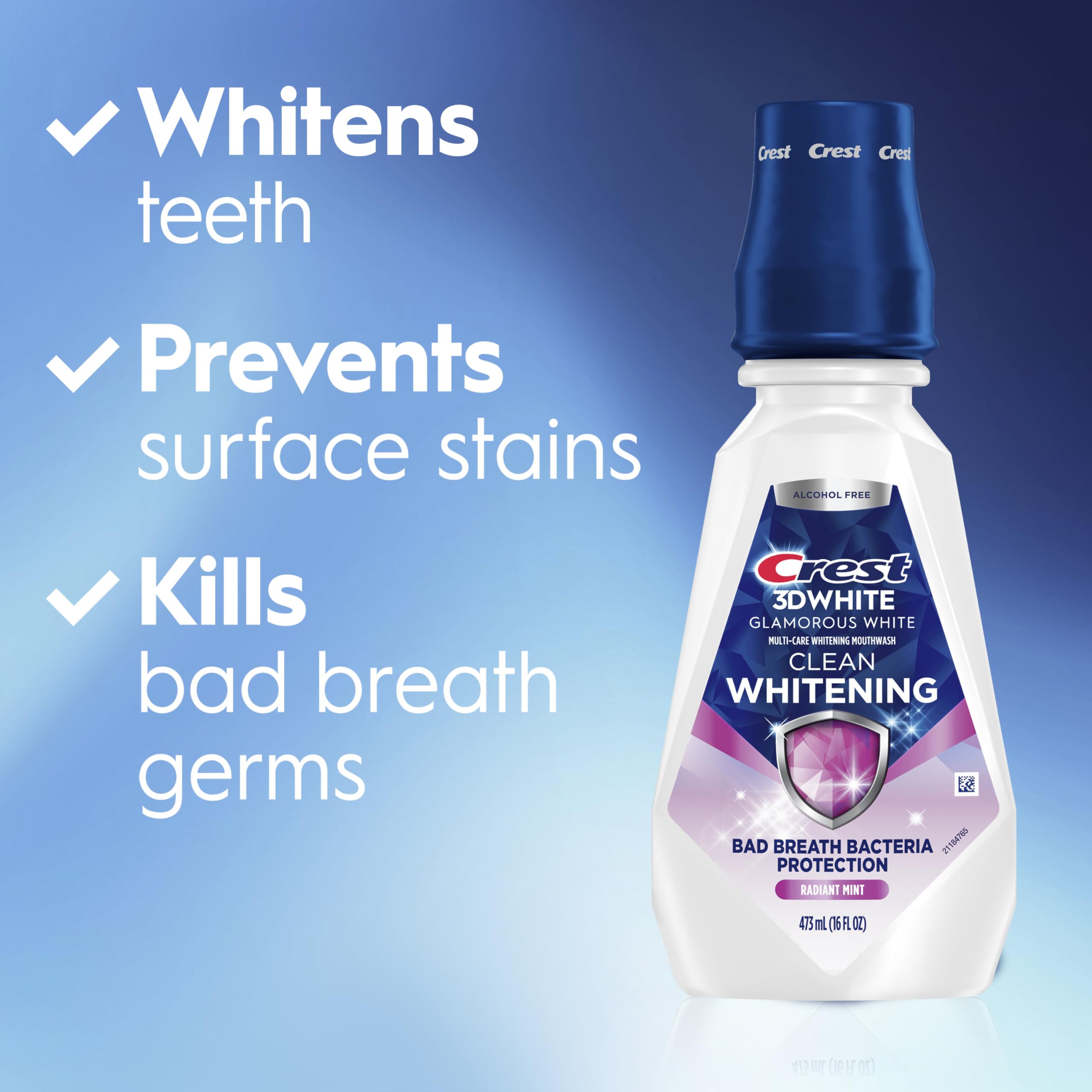 Crest etiqueta con tecnología Whitelock visible, protege contra manchas