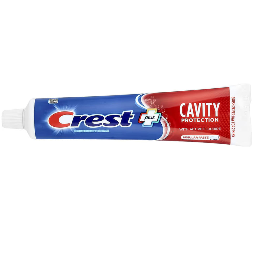 Crest pack de cinco tubos alineados, ahorro y suministro continuo