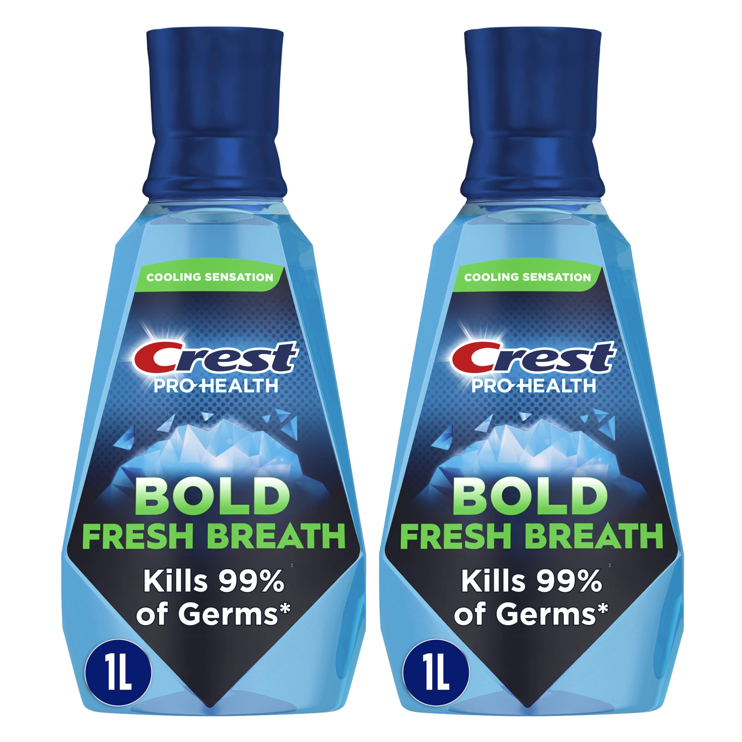 Crest botella frontal 1 L mostrando la marca y beneficio antiplaca