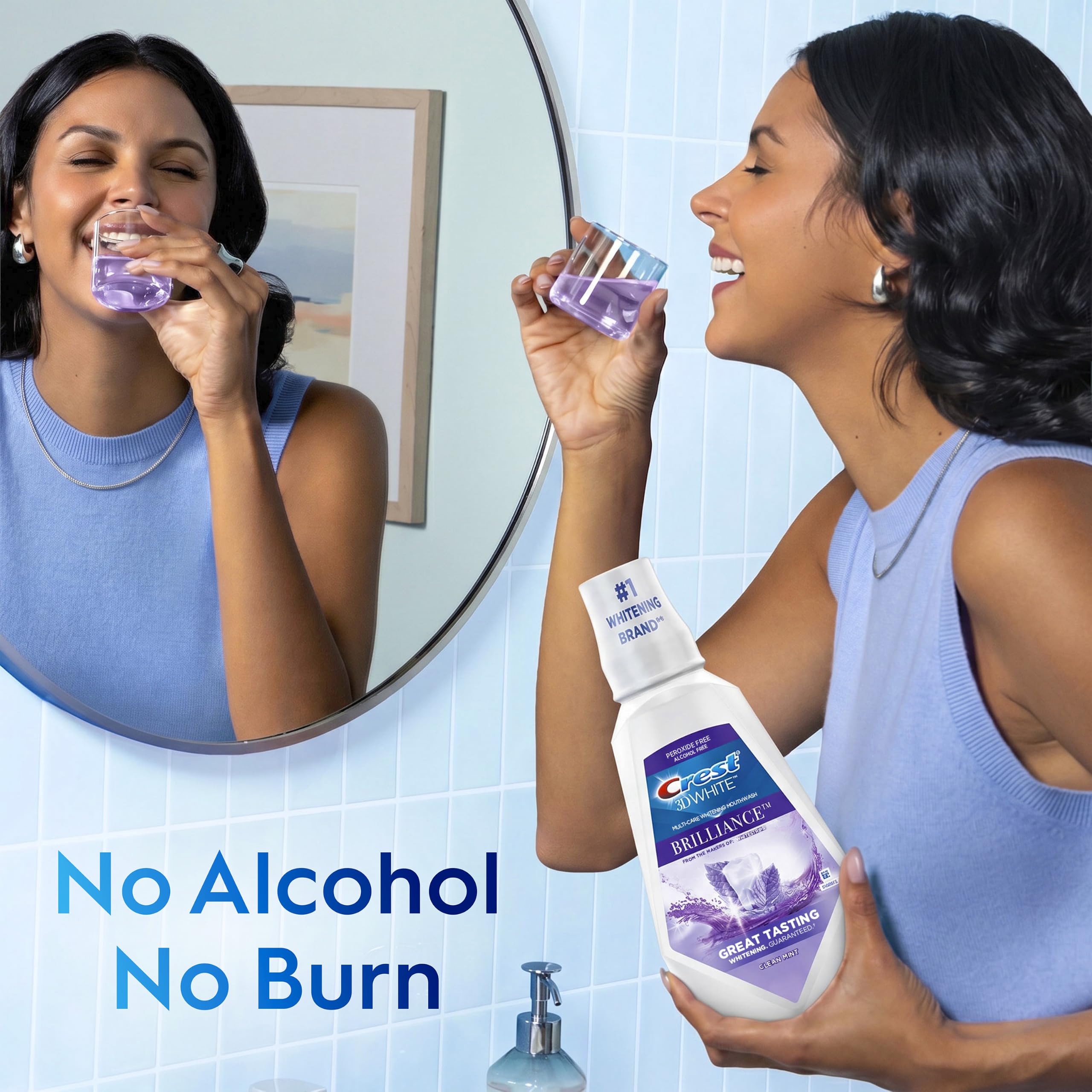 Crest primer plano del líquido Clean Mint que ofrece frescor duradero