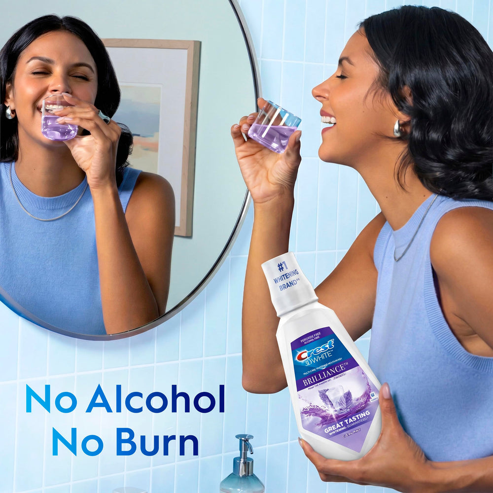 Crest primer plano del líquido Clean Mint que ofrece frescor duradero