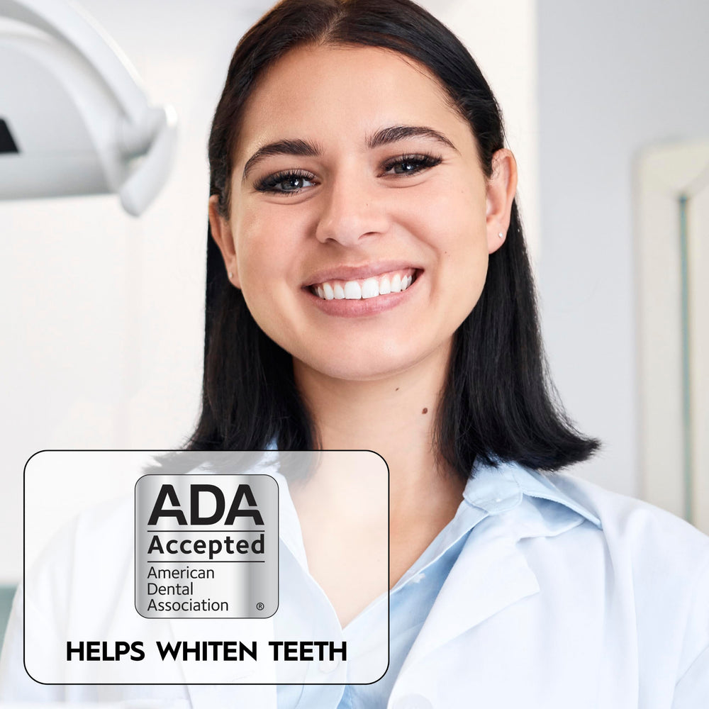 Crest etiqueta con aceptación ADA visible, confianza y seguridad añadida