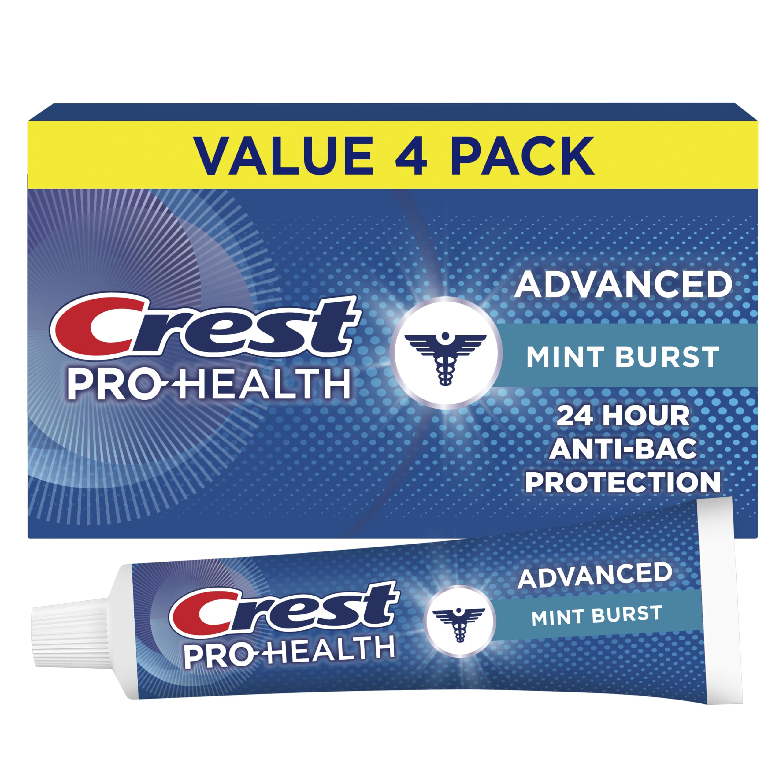 Crest tubo frontal mostrando etiqueta y beneficio de protección