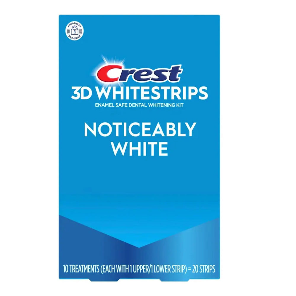 Crest empaque frontal con tiras blanqueadoras y beneficio de sonrisa más blanca