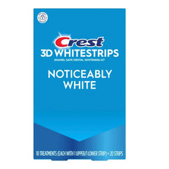 Crest empaque frontal con tiras blanqueadoras y beneficio de sonrisa más blanca