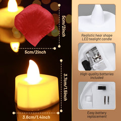 cridoz vela LED en forma de corazón vista superior, luz cálida y segura