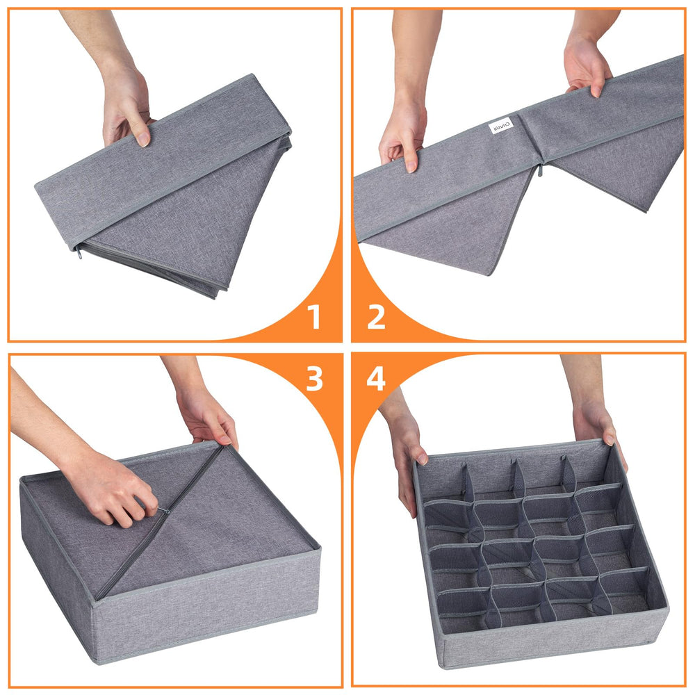 Criusia organizador con ropa interior y corbatas etiquetadas para clasificar y localizar rápido