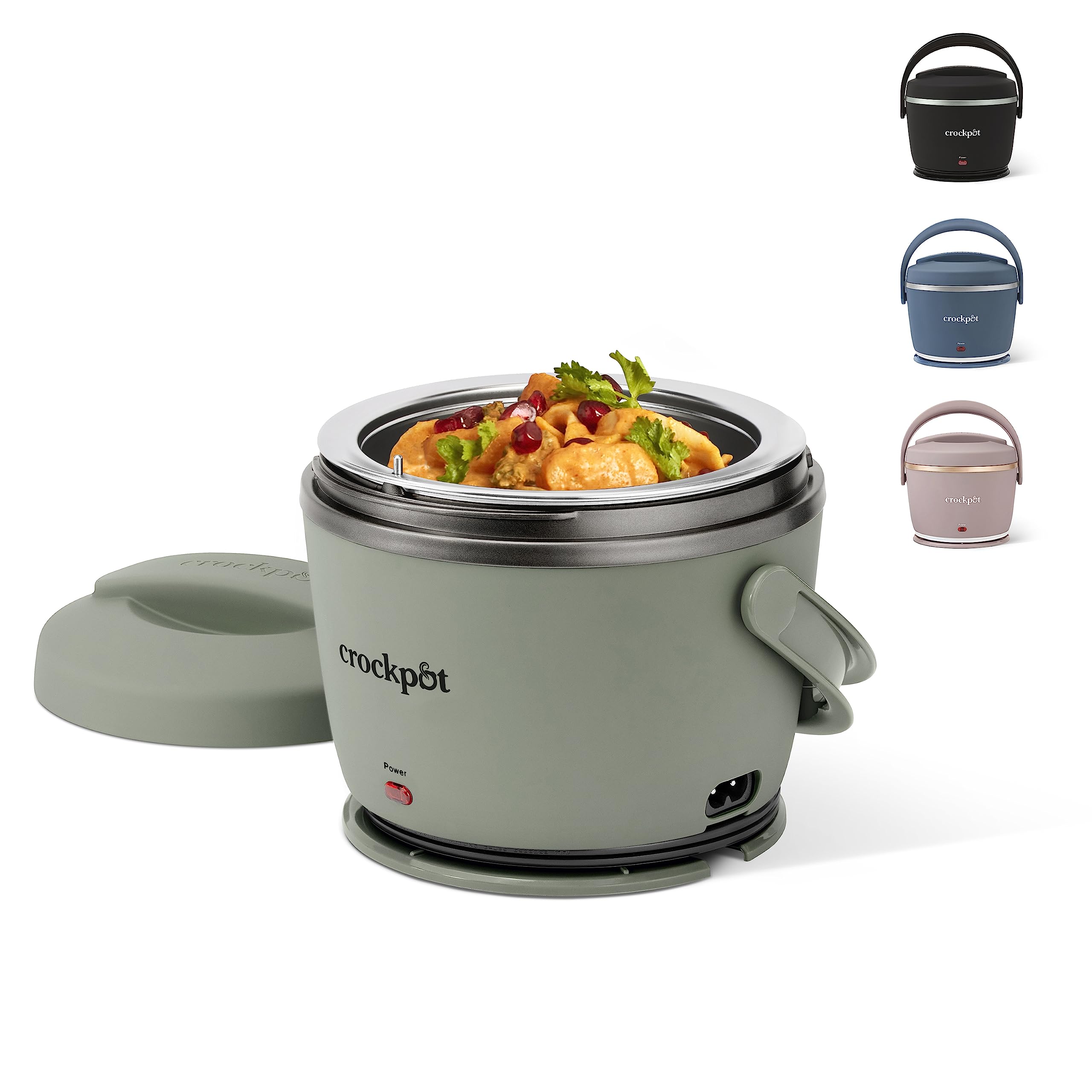 Crock-Pot caja lunch frontal mostrando diseño Moonshine Green y portátilidad