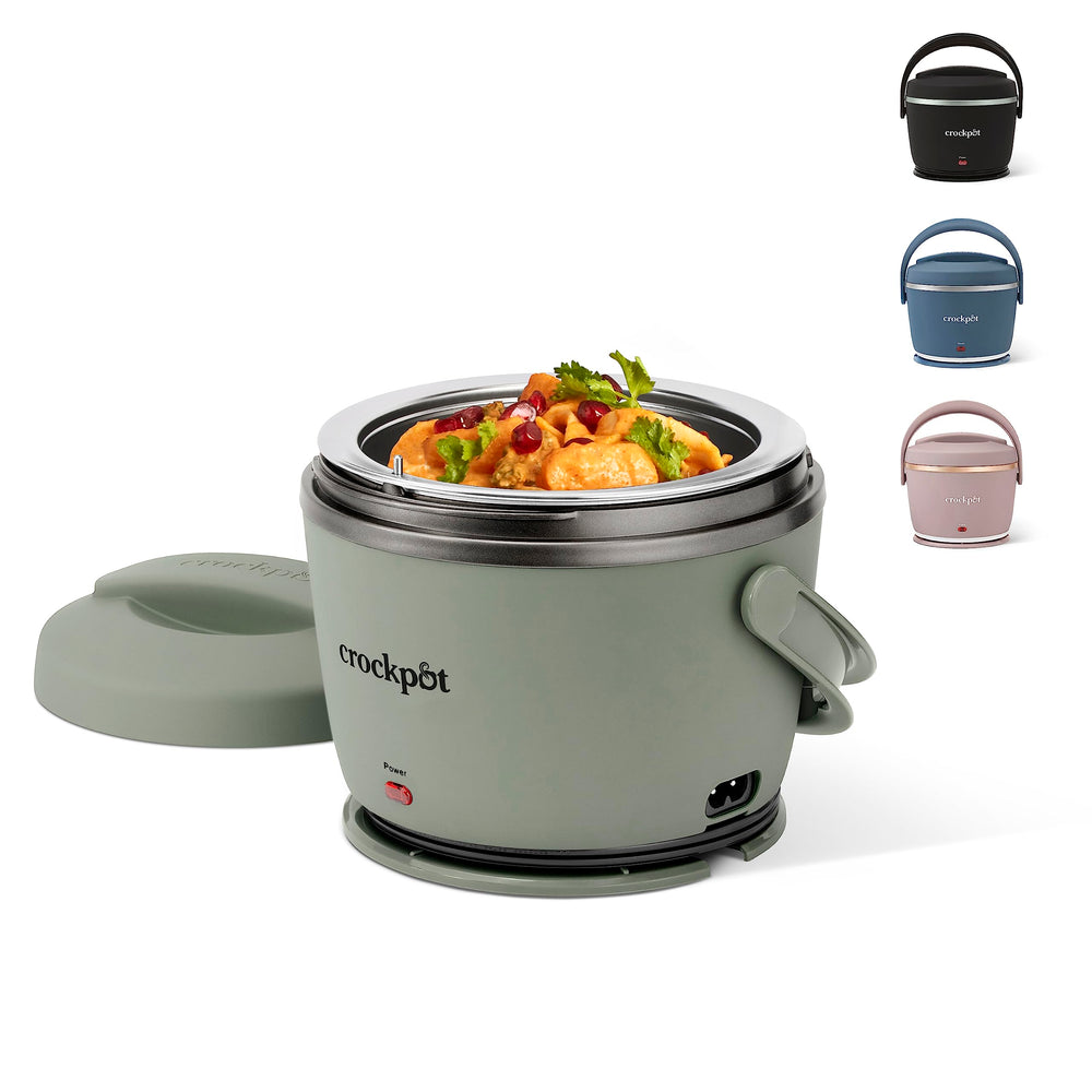 Crock-Pot caja lunch frontal mostrando diseño Moonshine Green y portátilidad