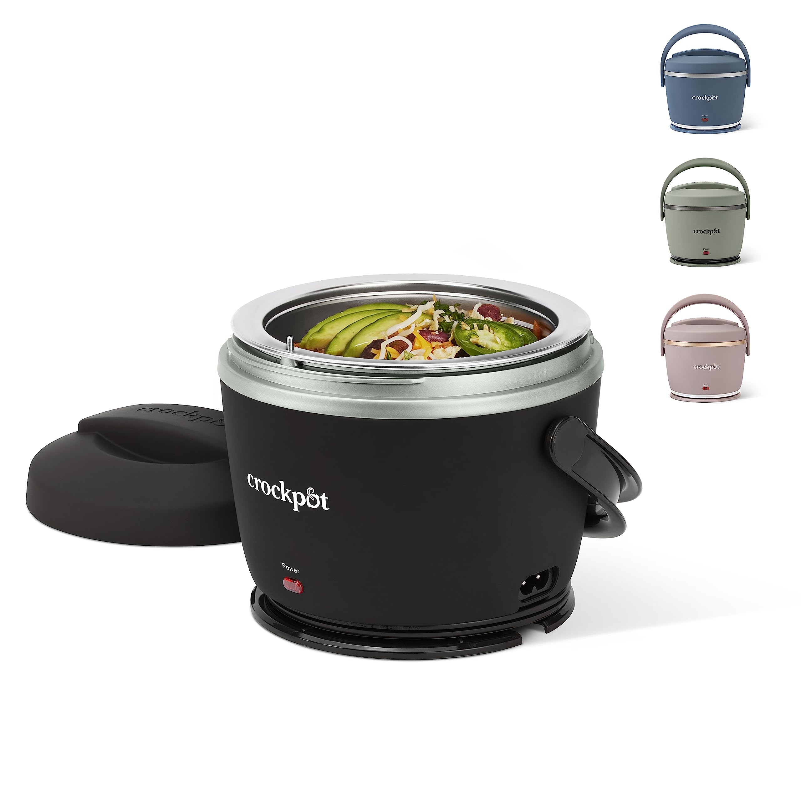Crock-Pot vista frontal negra licorice con diseño elegante y portátil