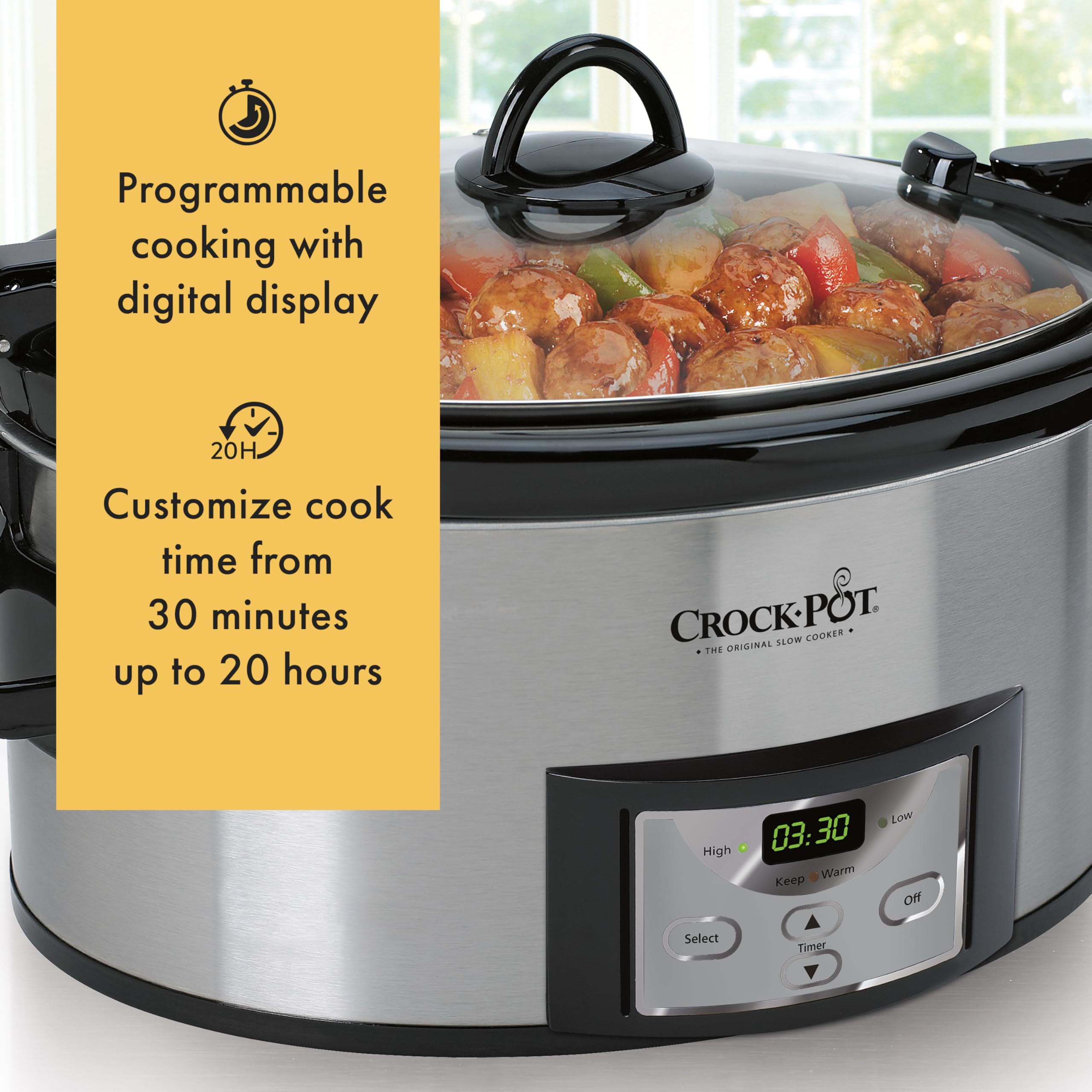 Crock-Pot panel con temporizador digital para programación precisa