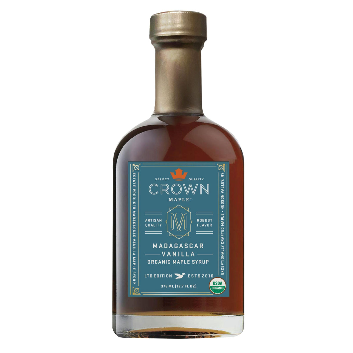 Crown Maple frente del envase mostrando etiqueta y tamaño, ideal para brunch