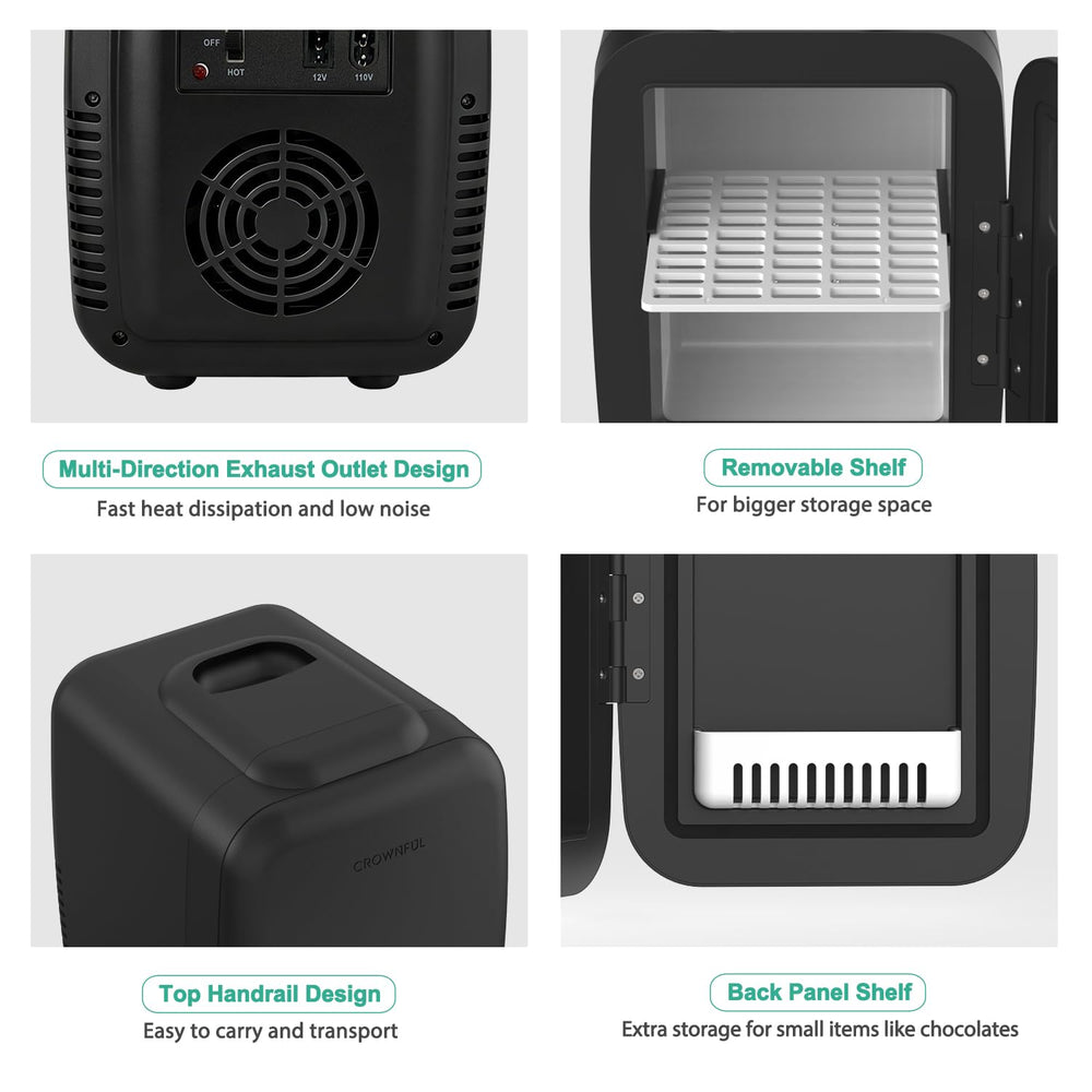 CROWNFUL mini nevera sobre mesita en dormitorio, aporta confort y conveniencia personal