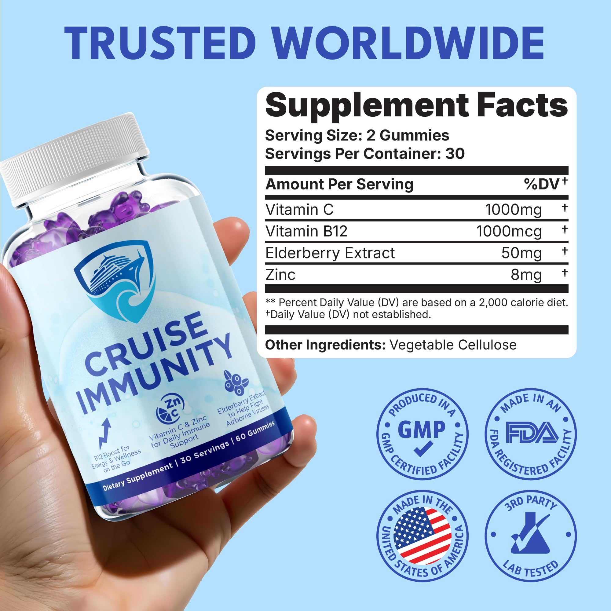 CRUISE IMMUNITY textura de gomita detalle visual para apetito y consistencia