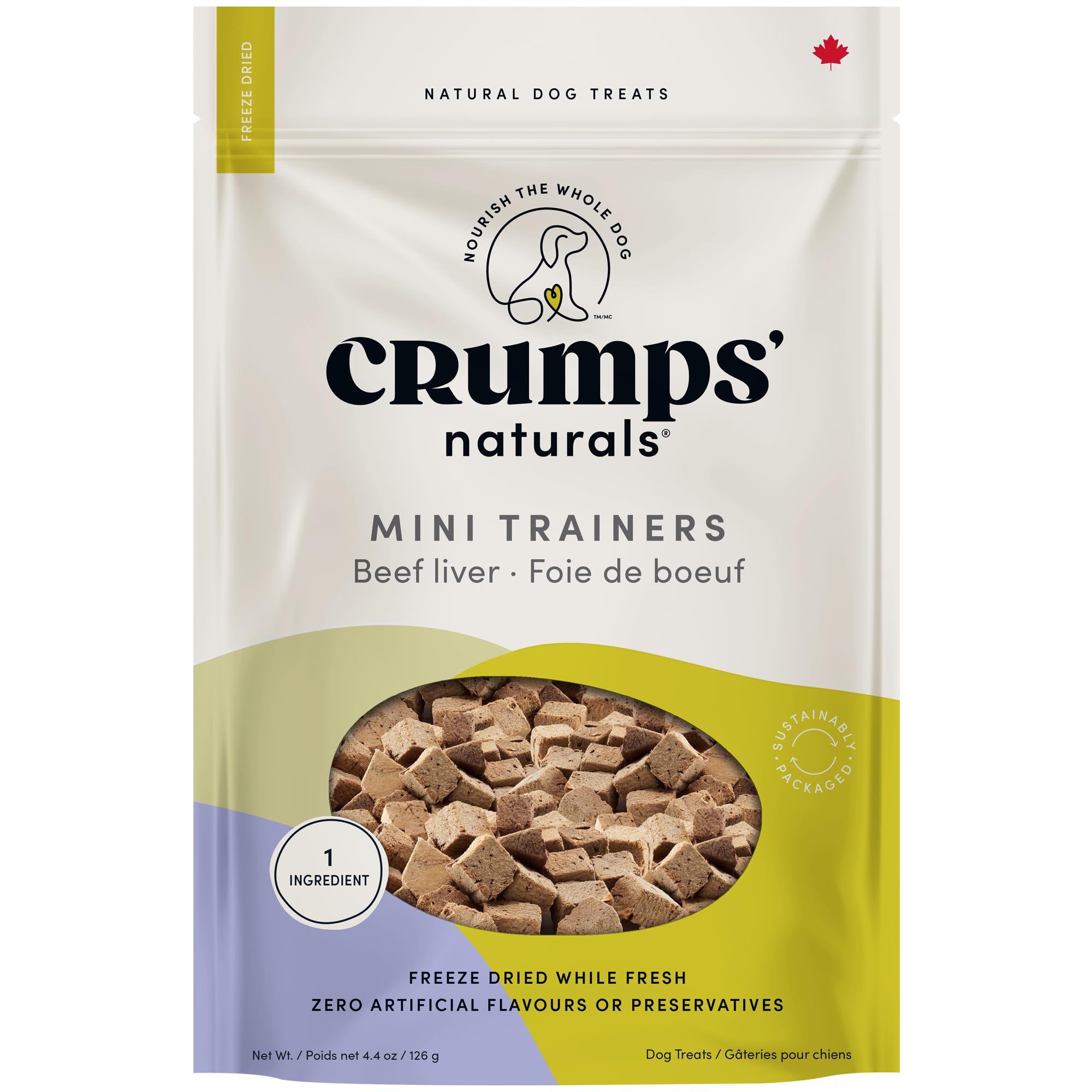 Crumps’ Naturals frente del paquete mostrando el tamaño del envase y marca