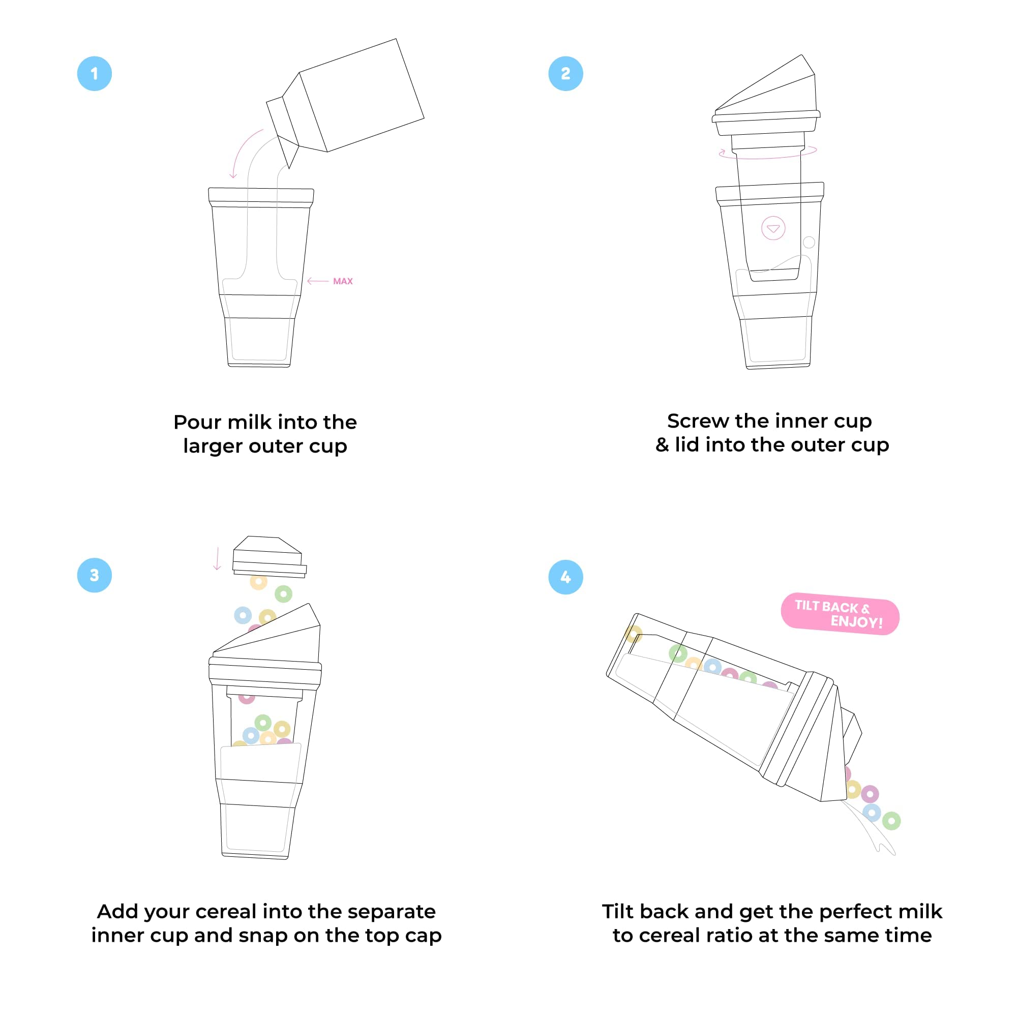 CRUNCHCUP comparación de tamaño en mano, capacidad para dos porciones