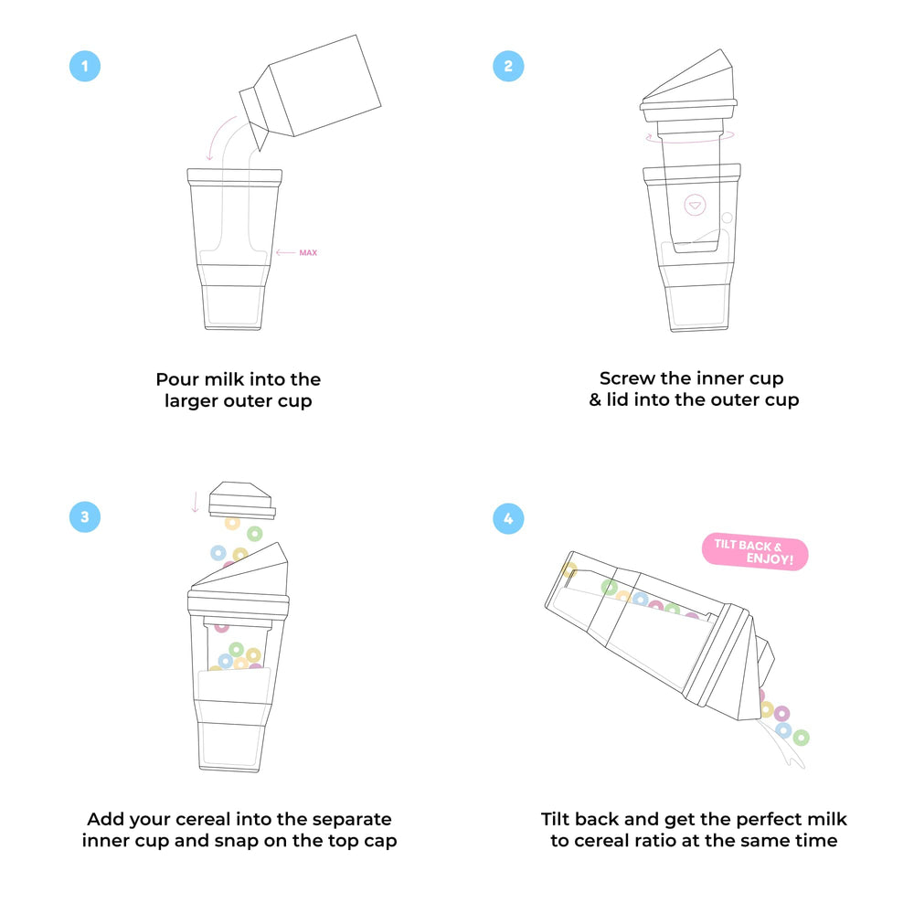 CRUNCHCUP comparación de tamaño en mano, capacidad para dos porciones