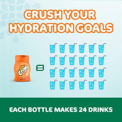 Crush gota de concentrado mezclándose en agua para mostrar disolución instantánea