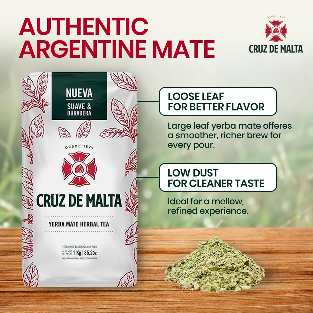 Cruz de Malta servido en mate tradicional listo para cebar