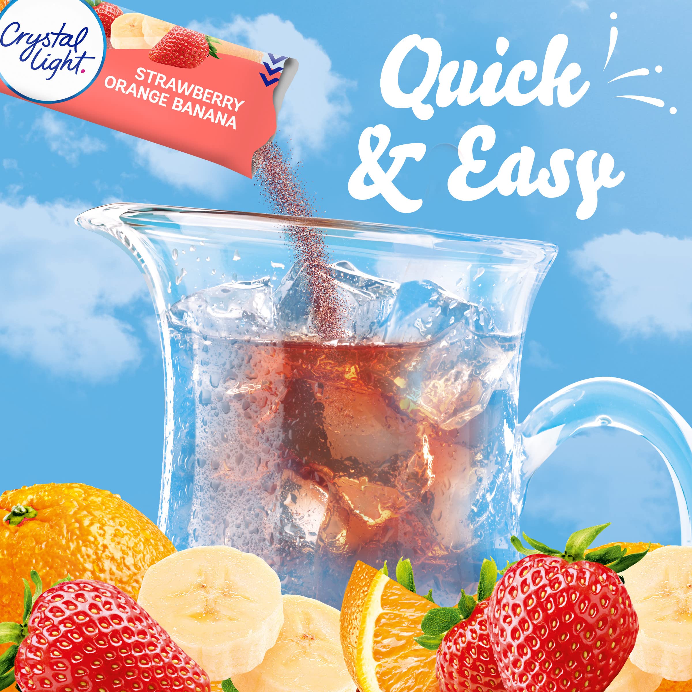 Crystal Light vaso con hielo en uso refrescante y bajo en calorías