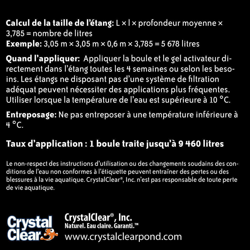 CrystalClear PondShock ball releasing enzymes in pond for faster clarity