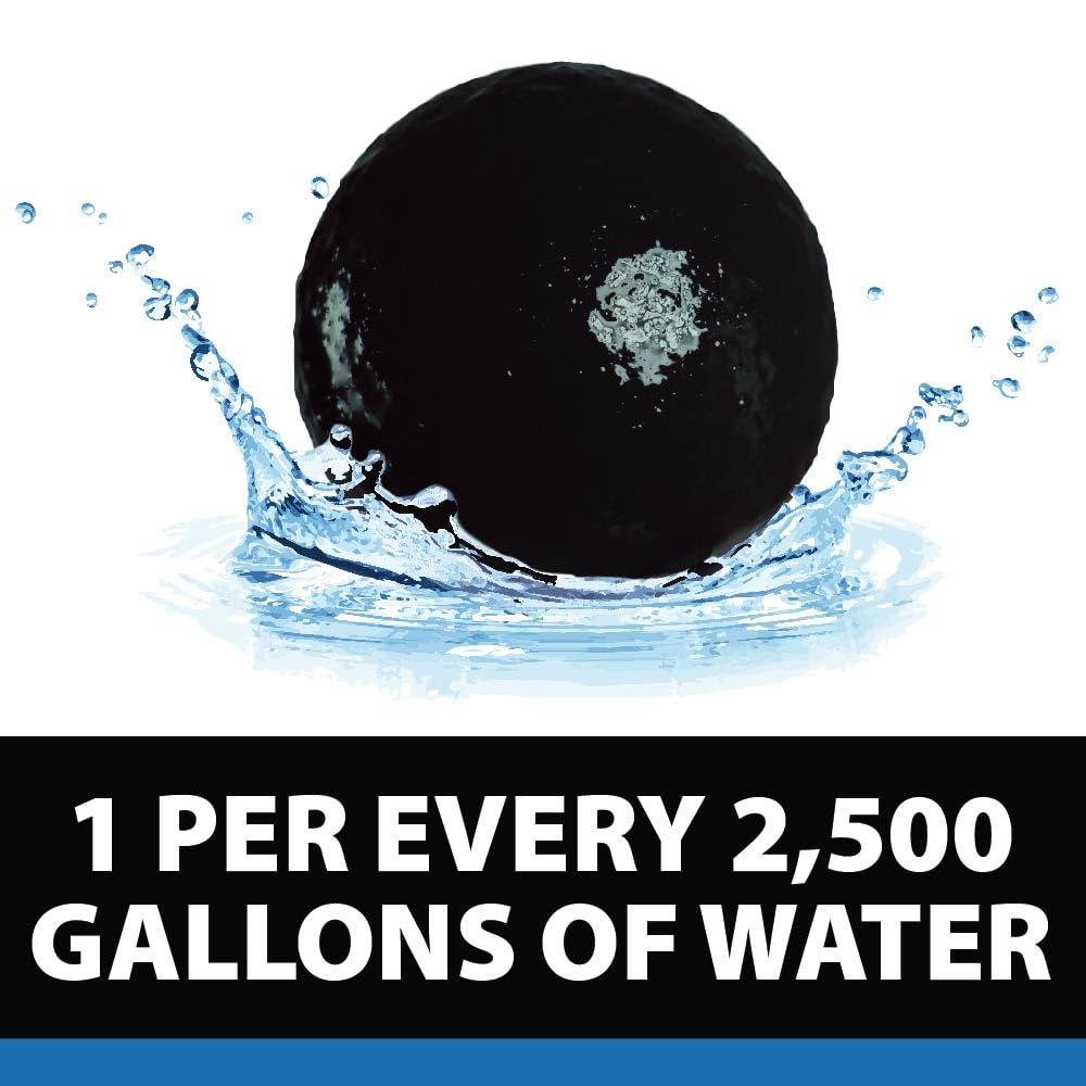 CrystalClear PondShock ball next to gallon container showing size comparison