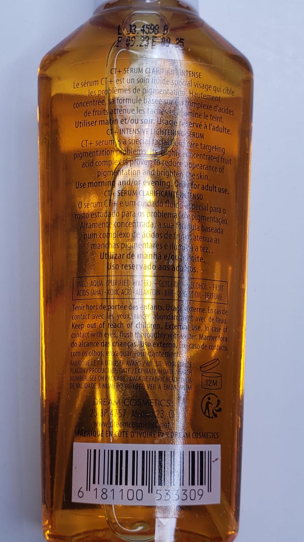 CT+ Clear Therapy suero botella con gotero detalle de dosificación precisa