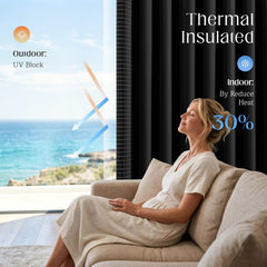 CUCRAF cortinas en dormitorio mostrando oscuridad y ambiente confortable