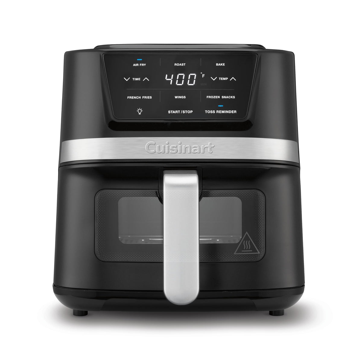 Cuisinart frente acero inoxidable mostrando diseño compacto y ahorro de espacio