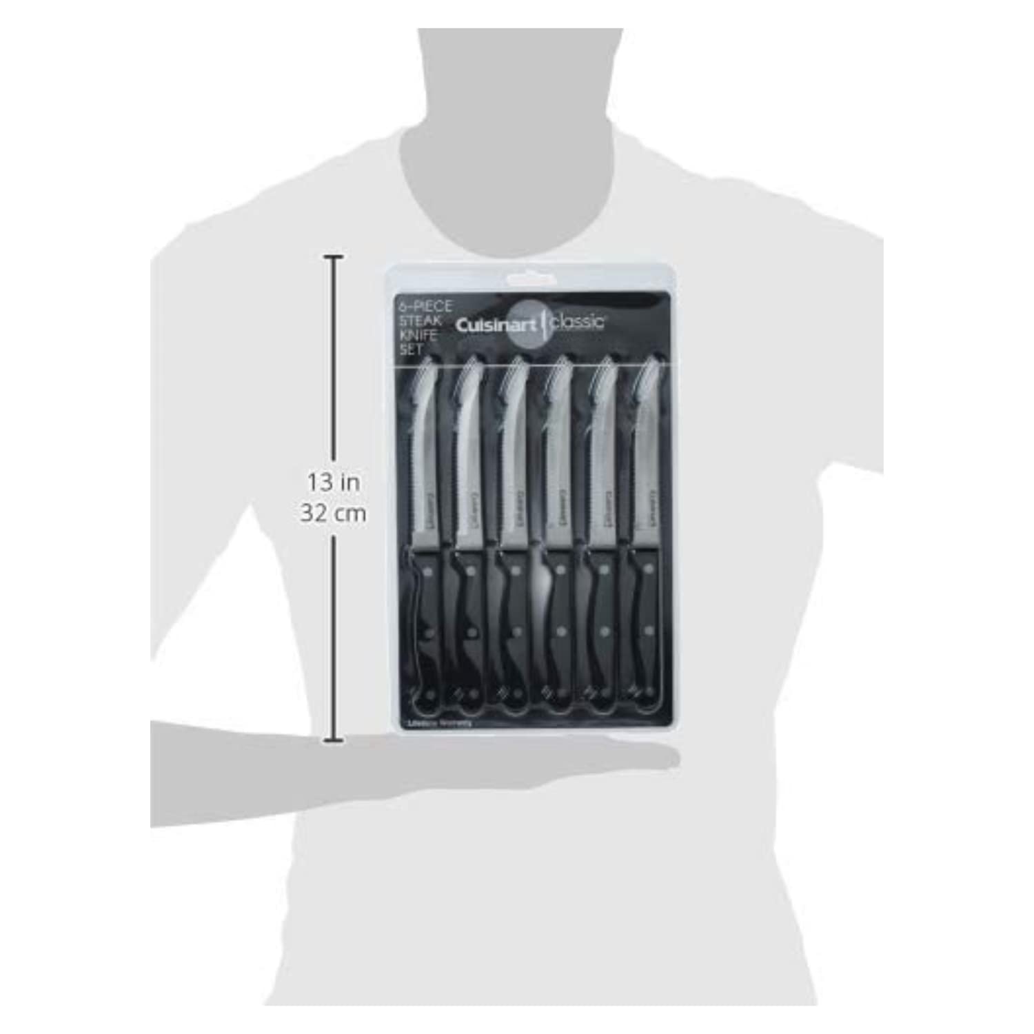 Cuisinart primer plano de la hoja de alto carbono resaltando filo preciso para cortes limpios