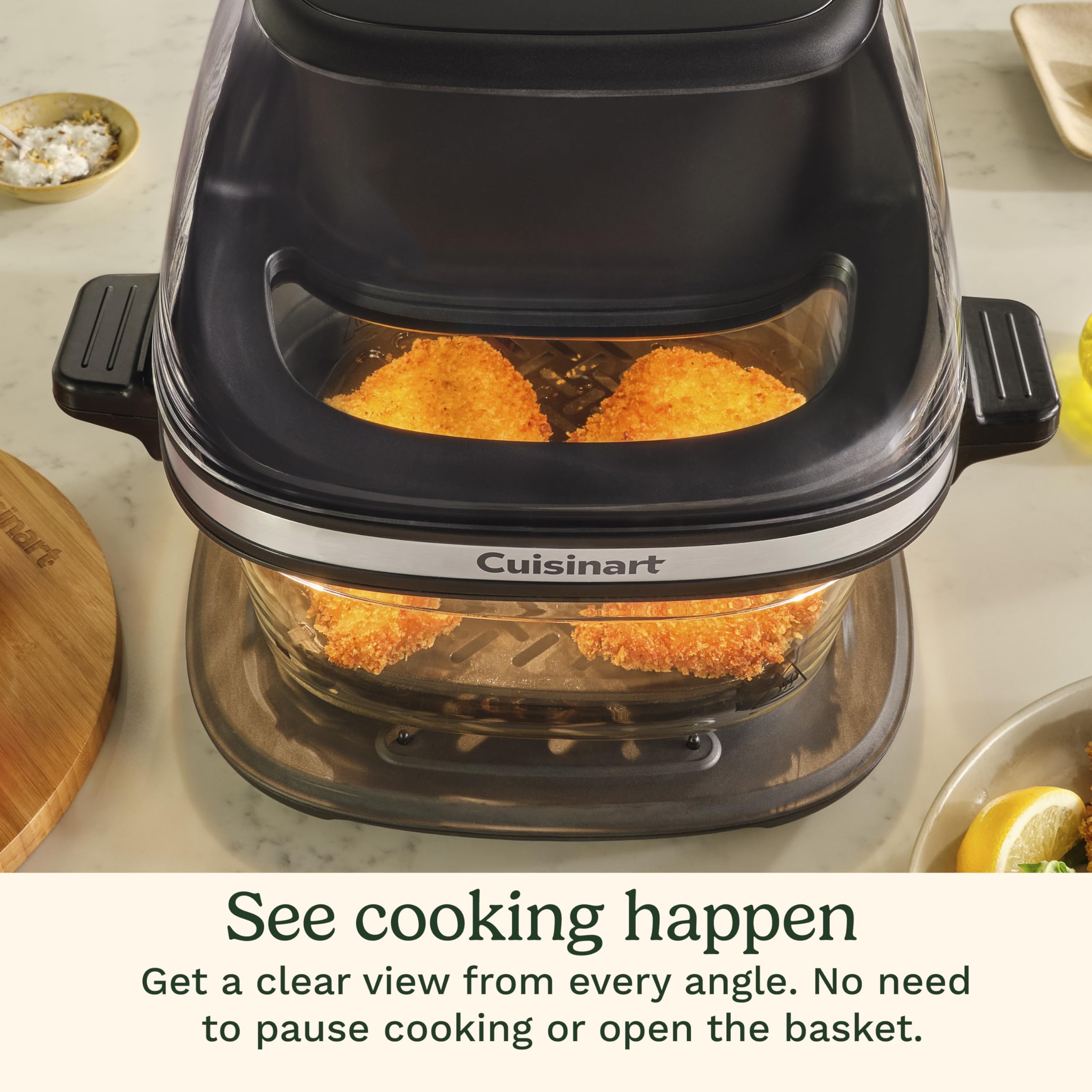 Cuisinart detalle de la placa crisper PFAS-free para limpieza sencilla