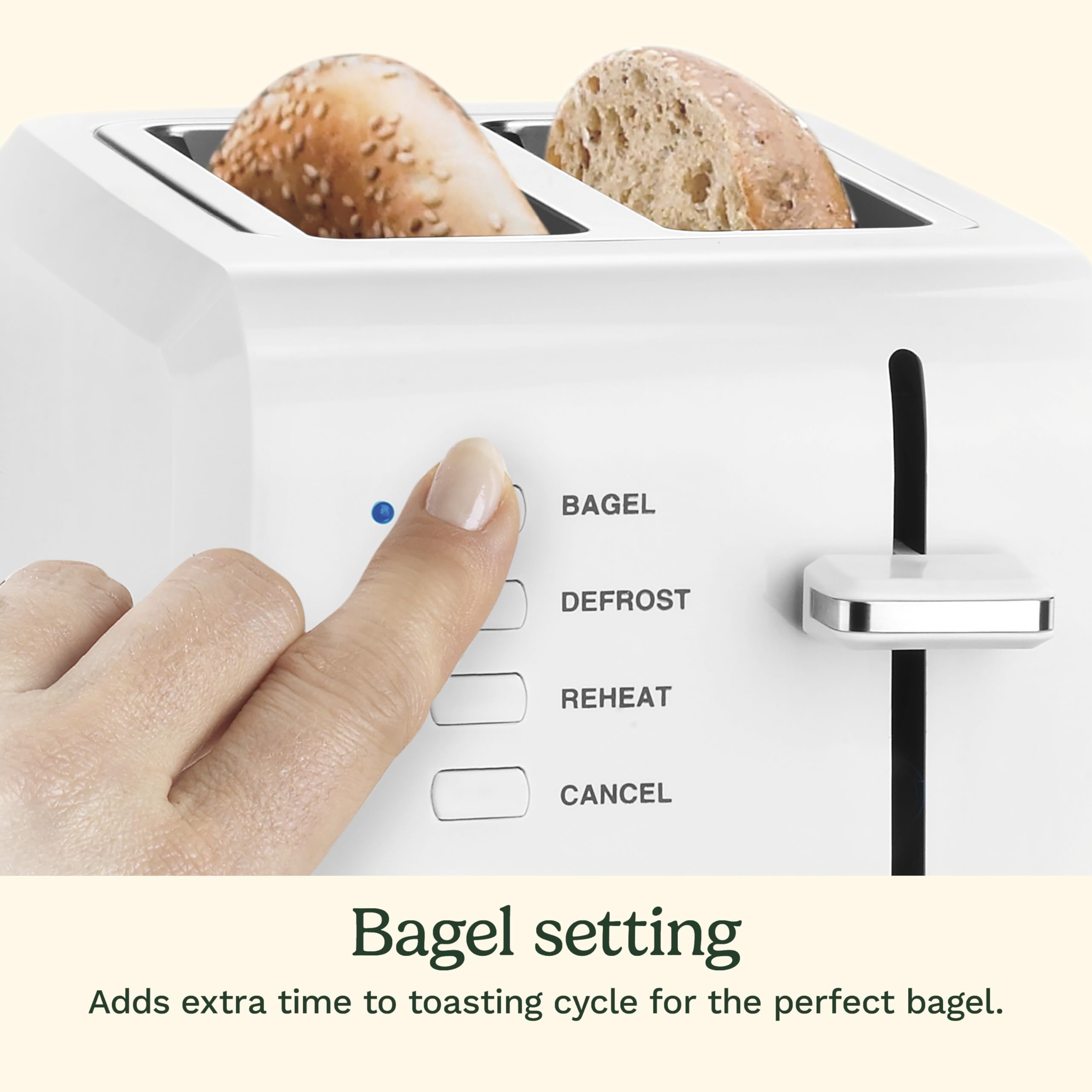 Cuisinart tostando mitades de bagel, resultado uniforme y dorado