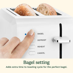Cuisinart tostando mitades de bagel, resultado uniforme y dorado