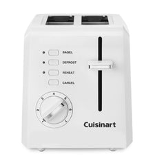 Cuisinart vista frontal blanca con controles fáciles y diseño compacto