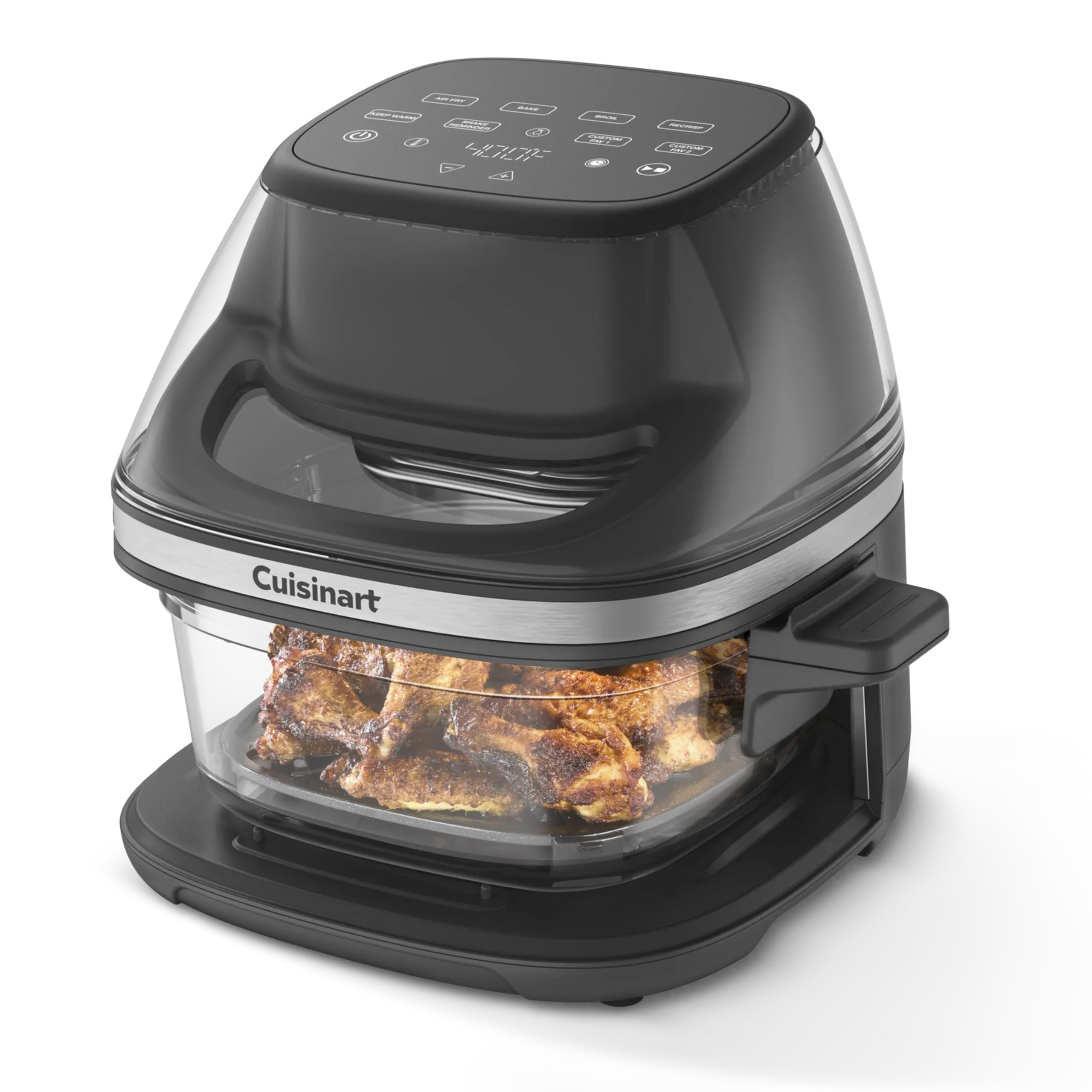 Cuisinart vista frontal de la cesta de vidrio mostrando facilidad de servicio