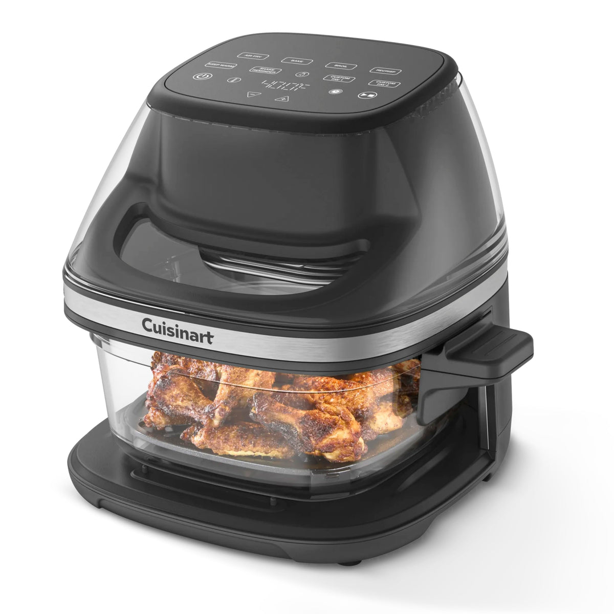 Cuisinart vista frontal de la cesta de vidrio mostrando facilidad de servicio