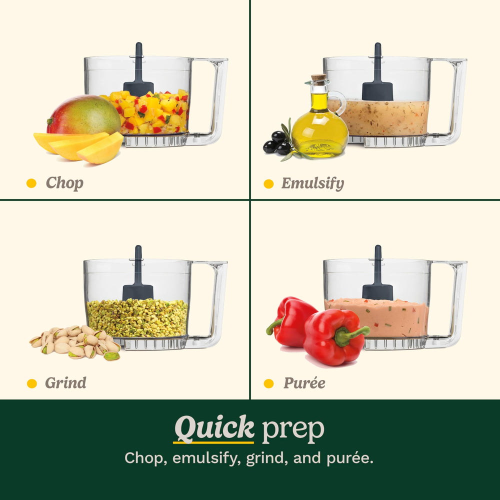 Cuisinart procesador en uso emulsionando aceite para aderezo homogéneo y rápido