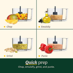 Cuisinart procesador en uso emulsionando aceite para aderezo homogéneo y rápido