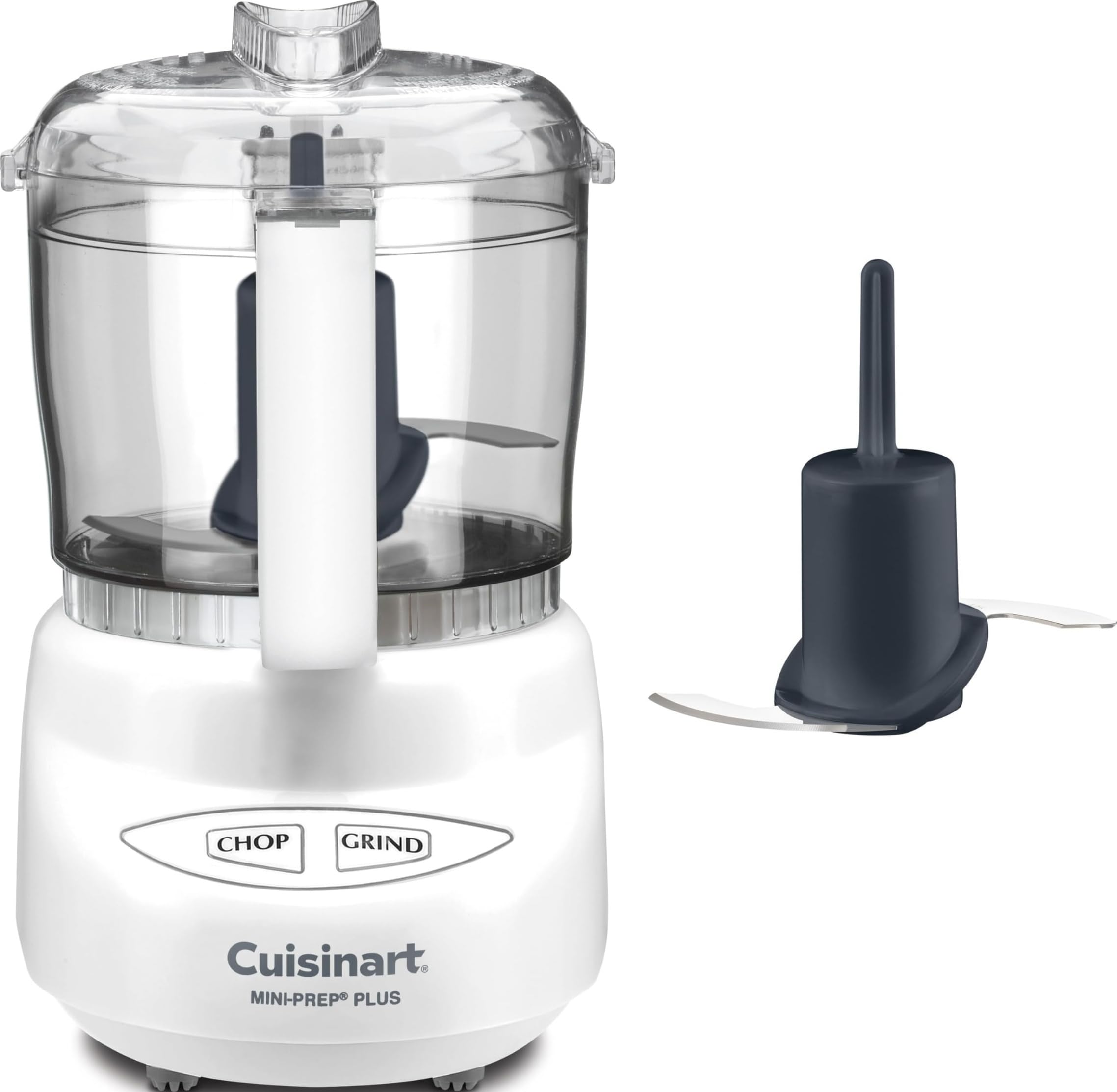 Cuisinart vista frontal compacto con control fácil y acabado blanco