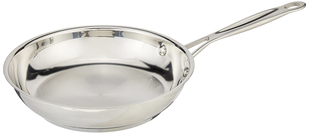 Cuisinart sartén 8" vista frontal con acabado espejo y diseño profesional